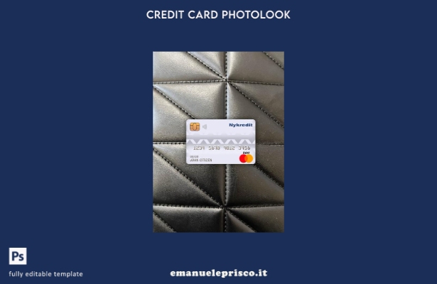 modello frontale photolook della carta di debito principale della banca Danimarc